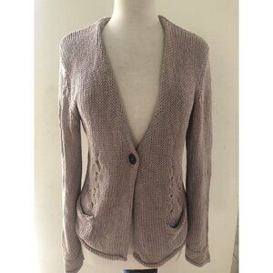 Bexley’s Long Sleeve Open Cardigan Sweater Sz Small / Pockets Leather Accents